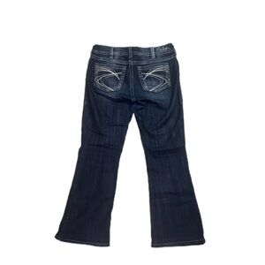 Vintage Silver Denim Dark Blue Women's Jeans y2K contrast stitch suki bootcut